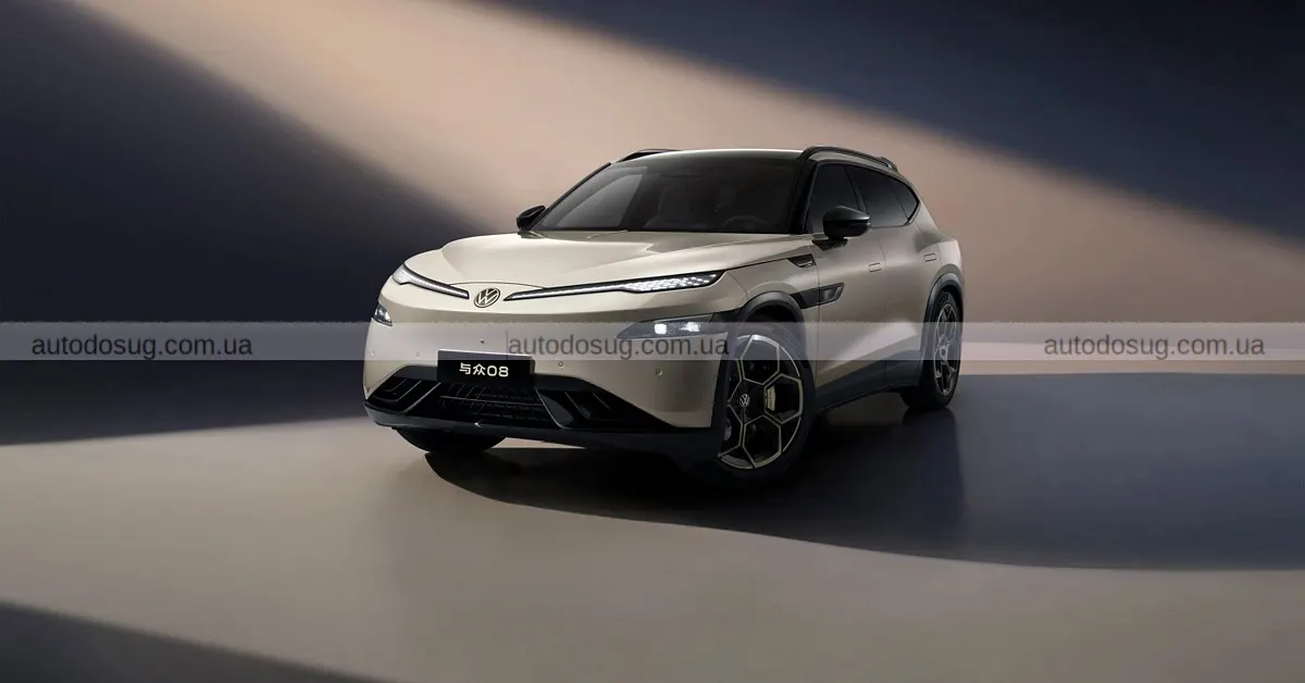Перший електричний позашляховик VW з Xpeng має логотип вовка, що світиться