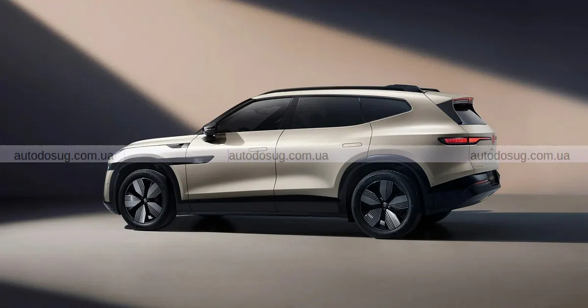 Перший електричний позашляховик VW з Xpeng має логотип вовка, що світиться