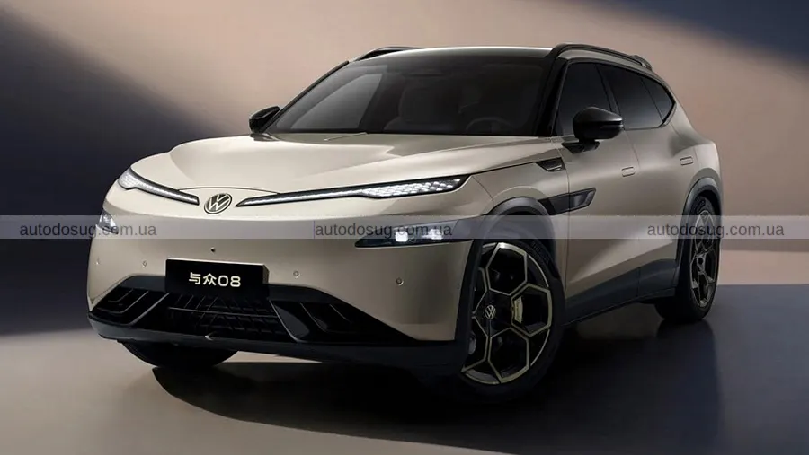 Перший електричний позашляховик VW з Xpeng має логотип вовка, що світиться
