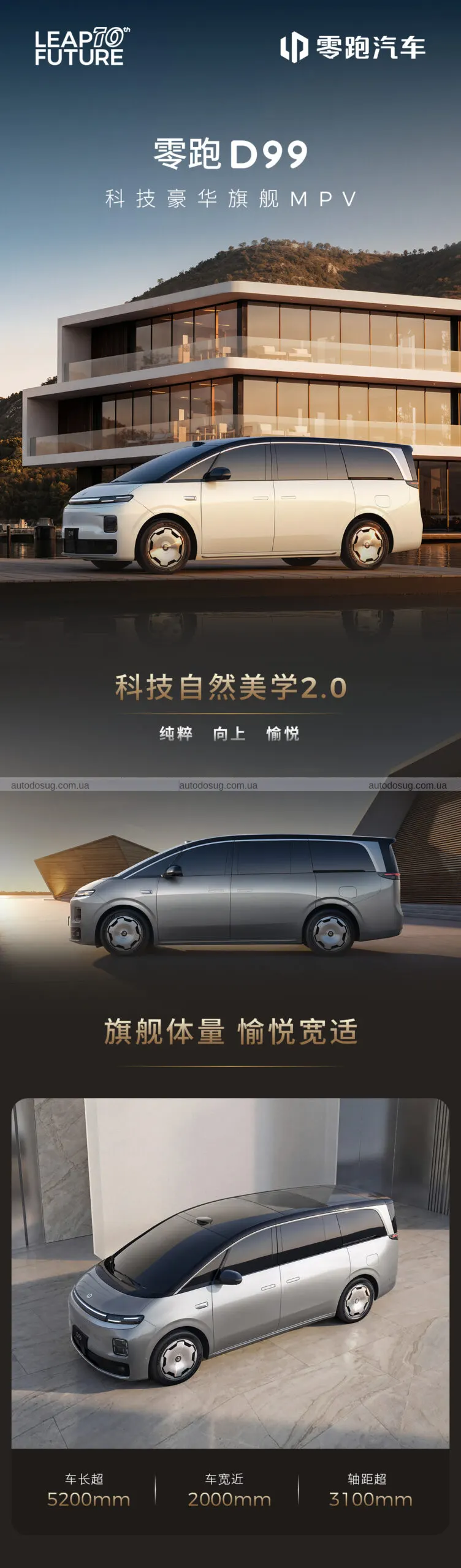 Leapmotor D99 представляє електричний мінівен з величезними батареями і запасом ходу, що вражає