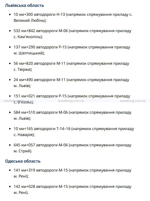 З 6 березня в Україні запрацюють ще 37 камер автофіксації порушень ПДР