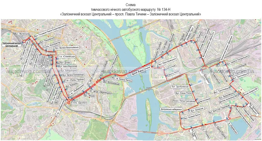 Нічні автобуси з вокзалу повезуть киян із 10 вересня