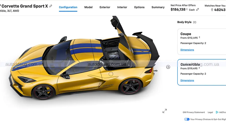 Ціна Corvette Grand Sport X майже дісталась ZR1X